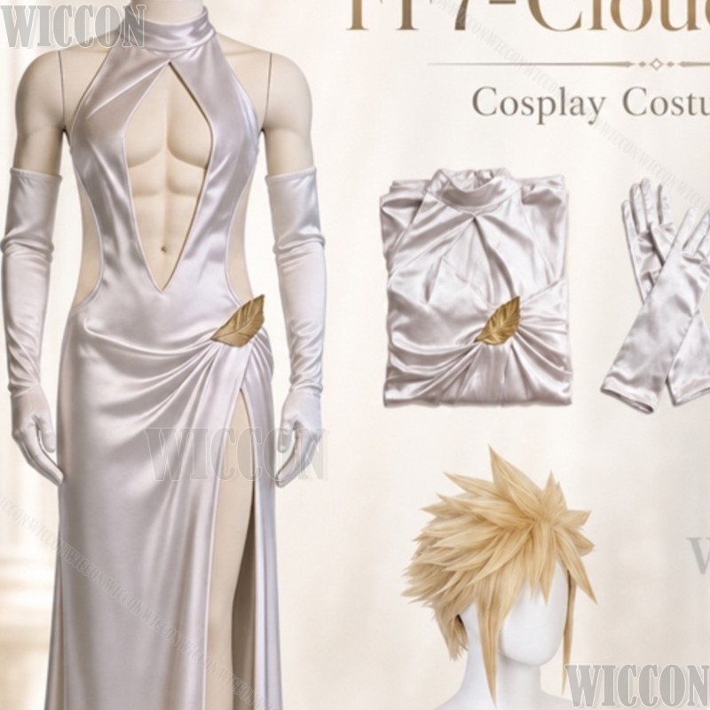 Evening Gown - FF7 코스프레 클라우드 하이 슬릿 웨딩