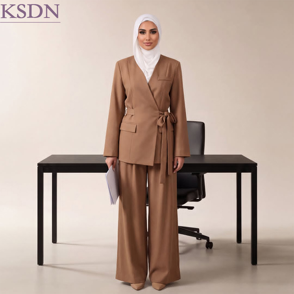Womens Blazer - 히잡 스타일의 여성용 정장, 우아한 벨트
