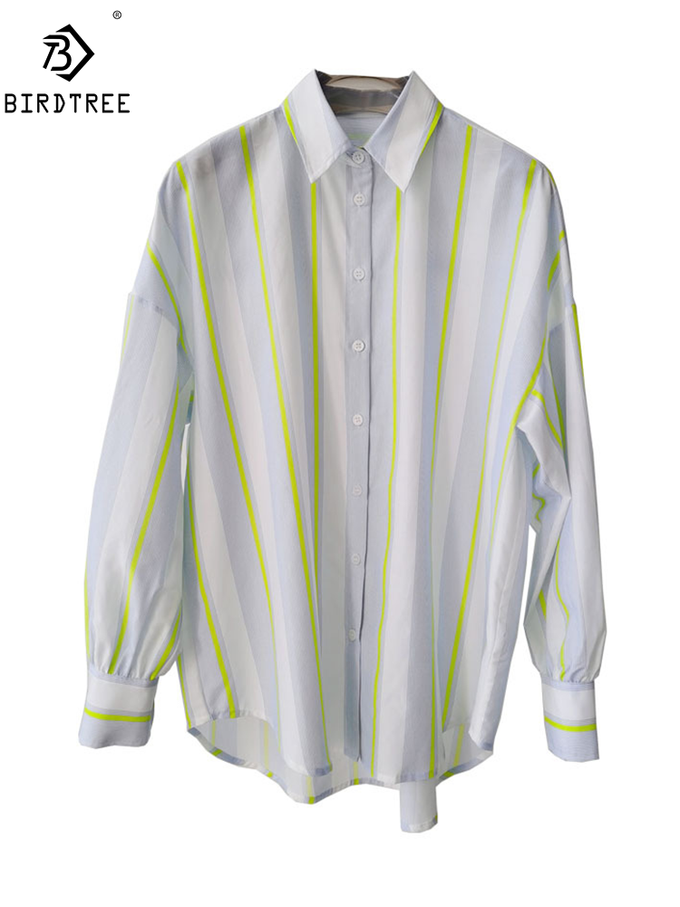 Silk Blouse - BirdTree,16MM 27.7% 리얼 실크 우아한 셔츠,