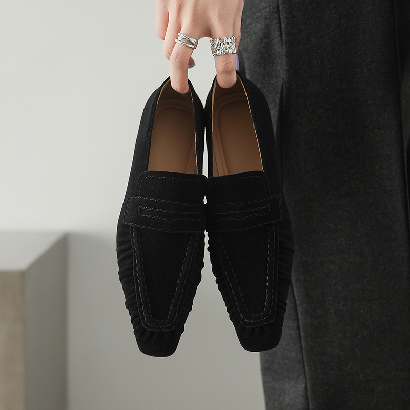봄 정품 가죽 여성 펌프스 패션 주름 장식 스퀘어 토  - Womens Heels 리뷰 및 가격