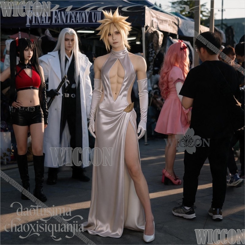 FF7 코스프레 클라우드 하이 슬릿 웨딩 드레스 가운  - Evening Gown 리뷰 및 가격