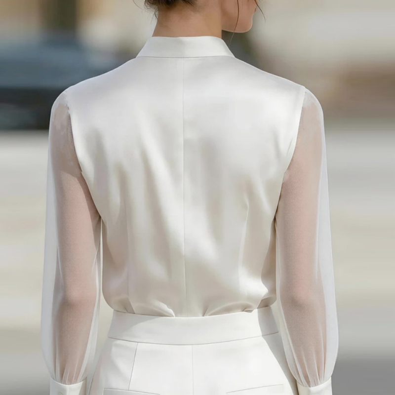새로운 메쉬 시스루 패션 셔츠 여성용 루즈핏 V넥 실크 - Silk Blouse 리뷰 및 가격