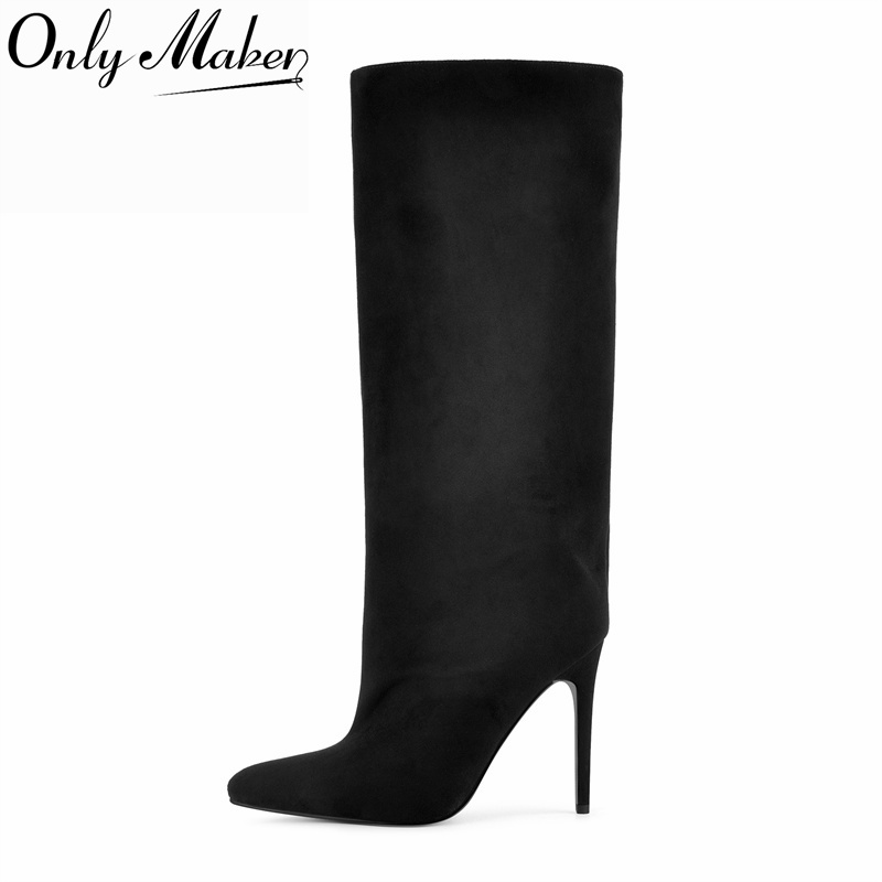 Onlymaker 블랙 페이크 스웨이드 니하이 부츠 와 - Formal Dress 리뷰 및 가격