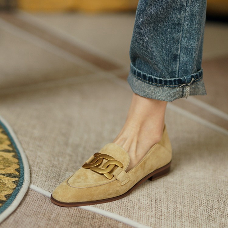 여성용 스웨이드 가죽 로퍼, 로우힐, 라운드 토, 청키 - Womens Heels 리뷰 및 가격