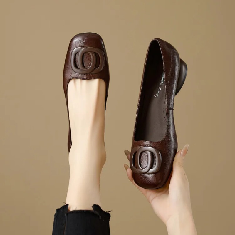 프랑스 스타일 여성 펌프스 가죽 신발 여성용 스퀘어 토 - Womens Heels 리뷰 및 가격