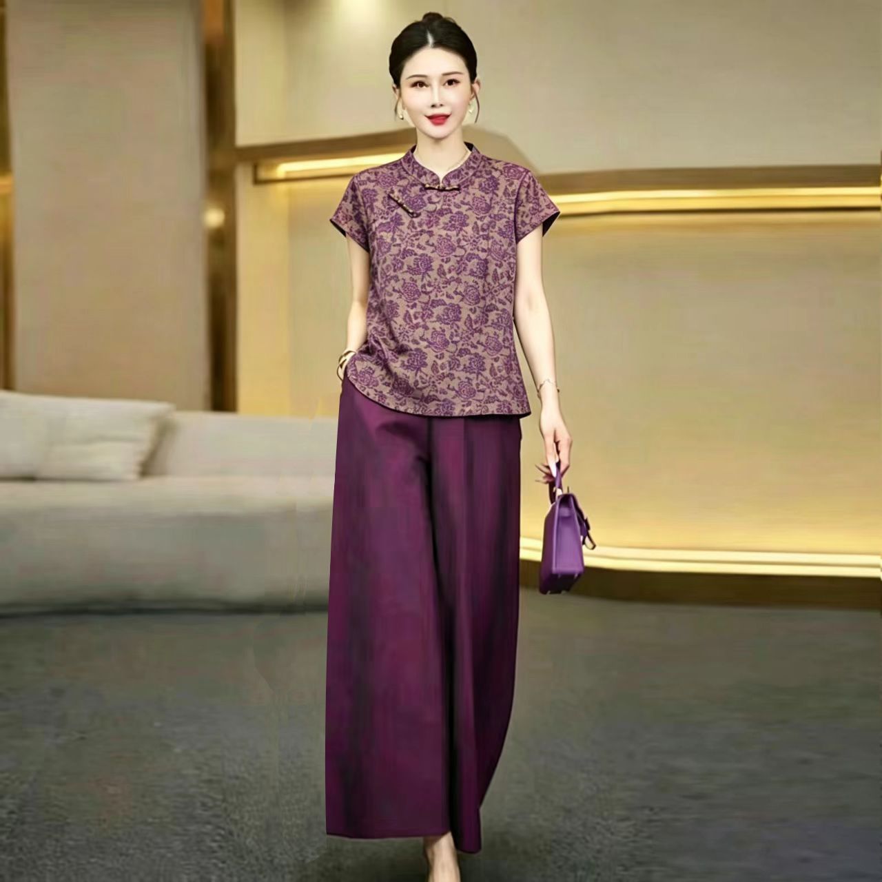 실크 소재의 여름용 여성용 셔츠와 프린트 팬츠로 구성된 - Silk Blouse 리뷰 및 가격