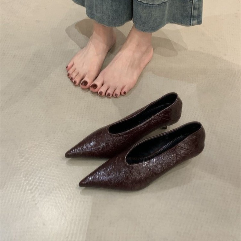 2025 가을 신상 출퇴근용 플랫힐 얕은 입구 뾰족코  - Womens Heels 리뷰 및 가격
